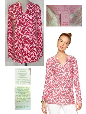 Lilly Pulitzer "Odette" Tunic Top in "Island Coral Treasure" Size Small EUC